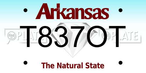 T837OT Arkansas License Plate
