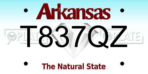 T837QZ Arkansas License Plate