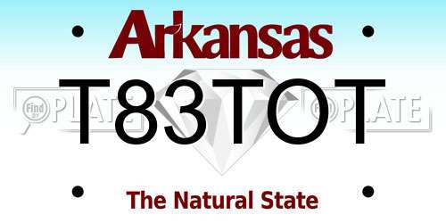 T83TOT Arkansas License Plate