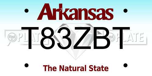 T83ZBT Arkansas License Plate