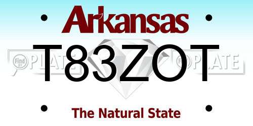 T83ZOT Arkansas License Plate