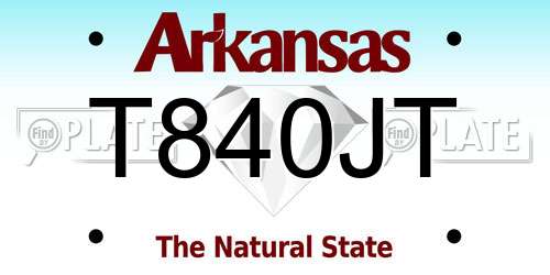 T840JT Arkansas License Plate