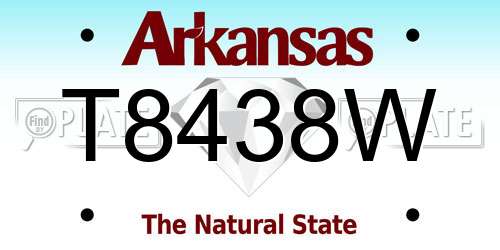 T8438W Arkansas License Plate