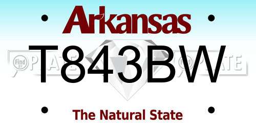T843BW Arkansas License Plate