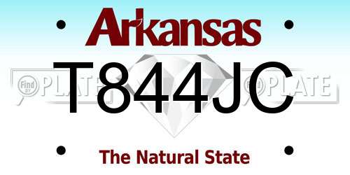 T844JC Arkansas License Plate