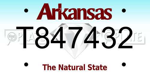 T847432 Arkansas License Plate