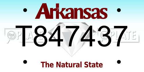 T847437 Arkansas License Plate