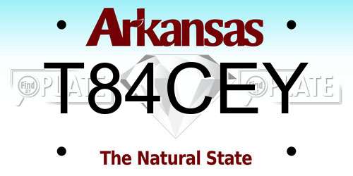 T84CEY Arkansas License Plate