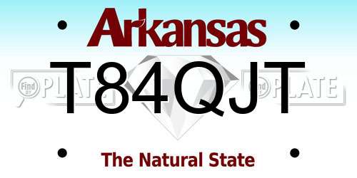 T84QJT Arkansas License Plate