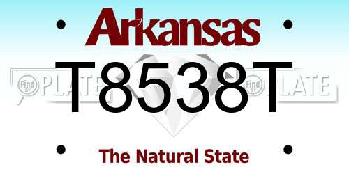 T8538T Arkansas License Plate