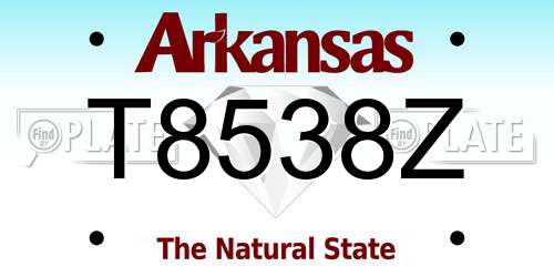T8538Z Arkansas License Plate