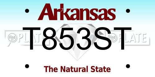 T853ST Arkansas License Plate