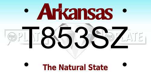 T853SZ Arkansas License Plate