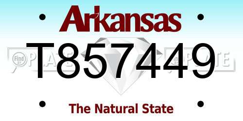 T857449 Arkansas License Plate
