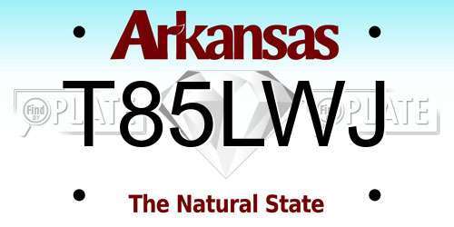 T85LWJ Arkansas License Plate