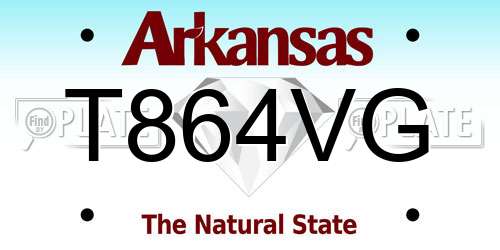 T864VG Arkansas License Plate