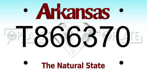 T866370 Arkansas License Plate