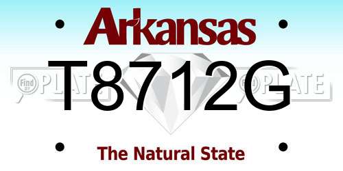 T8712G Arkansas License Plate