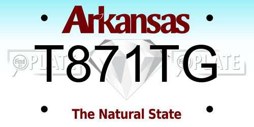 T871TG Arkansas License Plate