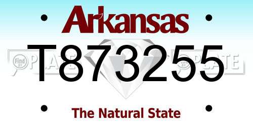 T873255 Arkansas License Plate