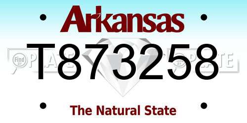 T873258 Arkansas License Plate