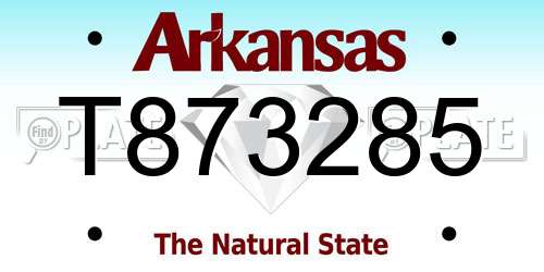 T873285 Arkansas License Plate