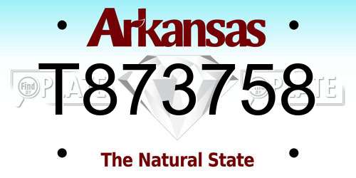 T873758 Arkansas License Plate