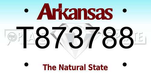 T873788 Arkansas License Plate