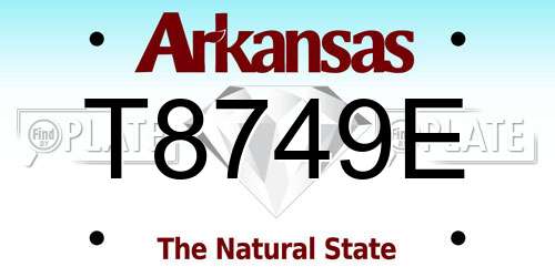 T8749E Arkansas License Plate