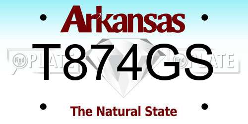 T874GS Arkansas License Plate