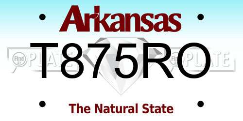 T875RO Arkansas License Plate