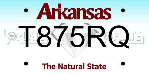T875RQ Arkansas License Plate