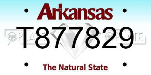T877829 Arkansas License Plate
