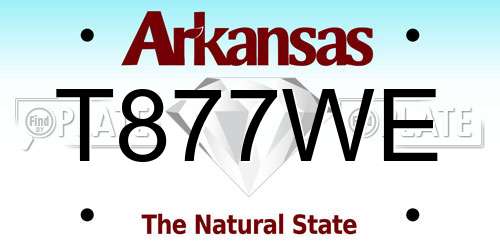 T877WE Arkansas License Plate