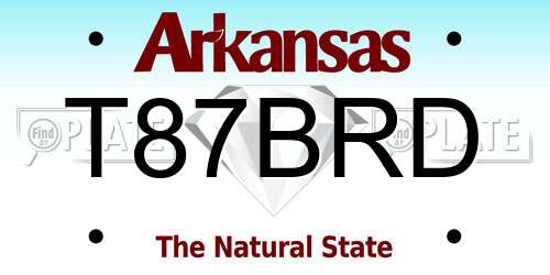 T87BRD Arkansas License Plate