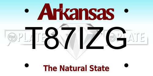 T87IZG Arkansas License Plate