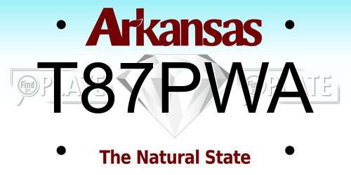 T87PWA Arkansas License Plate