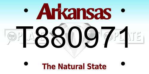 T880971 Arkansas License Plate