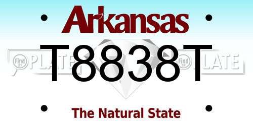 T8838T Arkansas License Plate