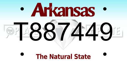T887449 Arkansas License Plate