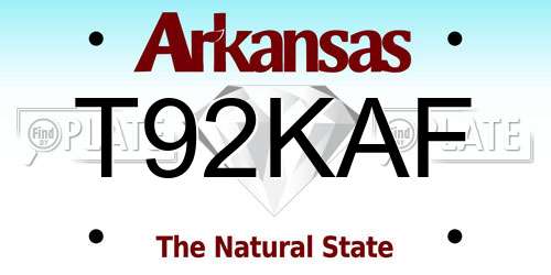T92KAF Arkansas License Plate