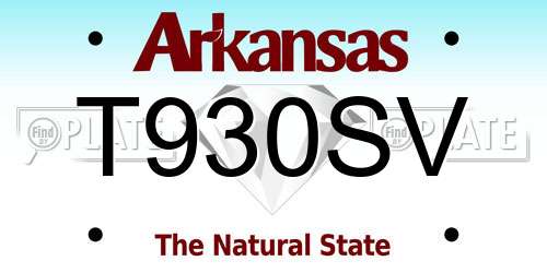 T930SV Arkansas License Plate