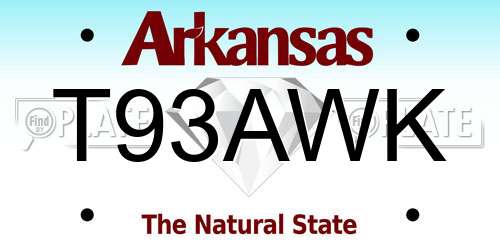 T93AWK Arkansas License Plate
