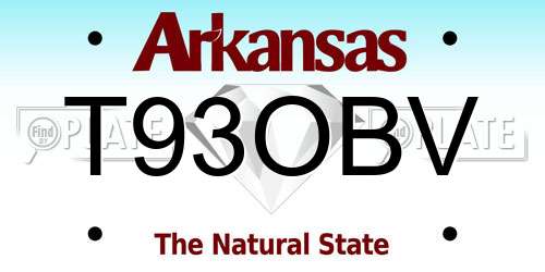 T93OBV Arkansas License Plate