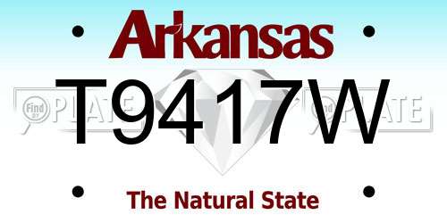 T9417W Arkansas License Plate
