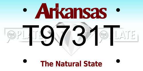 T9731T Arkansas License Plate