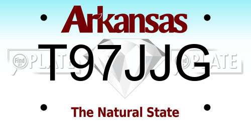 T97JJG Arkansas License Plate