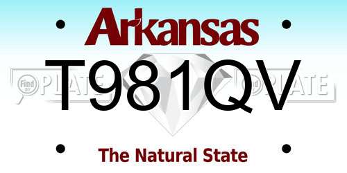T981QV Arkansas License Plate