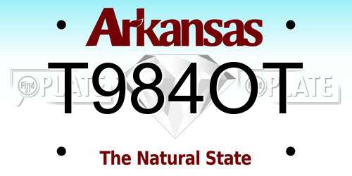 T984OT Arkansas License Plate