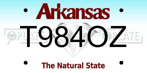 T984OZ Arkansas License Plate